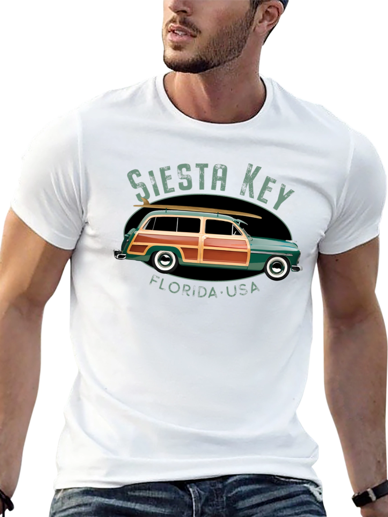 Siesta Key Car T-Shirt - Retro Surf Tee