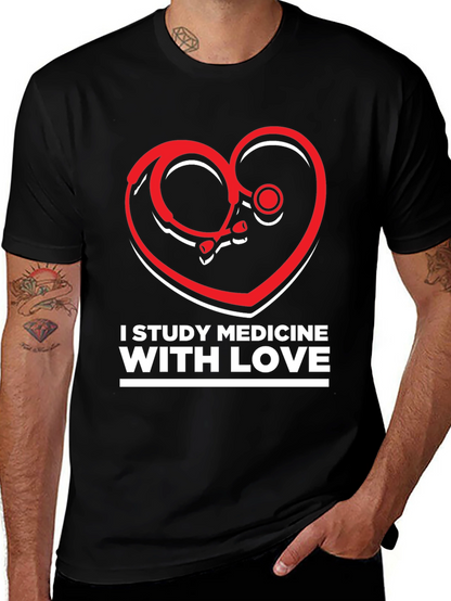Study Medicine With Love T-Shirt - Heart Stethoscope Design