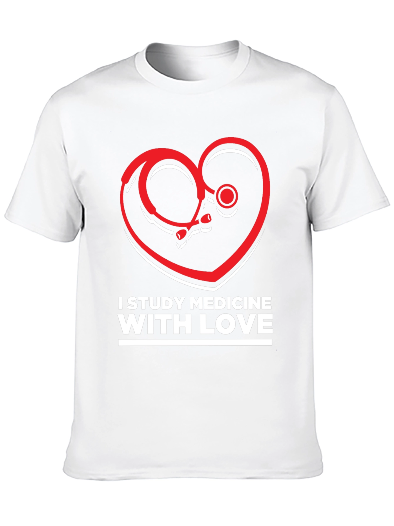 Study Medicine With Love T-Shirt - Heart Stethoscope Design
