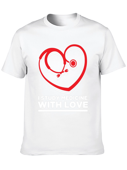 Study Medicine With Love T-Shirt - Heart Stethoscope Design