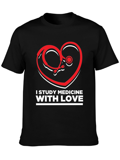Study Medicine With Love T-Shirt - Heart Stethoscope Design