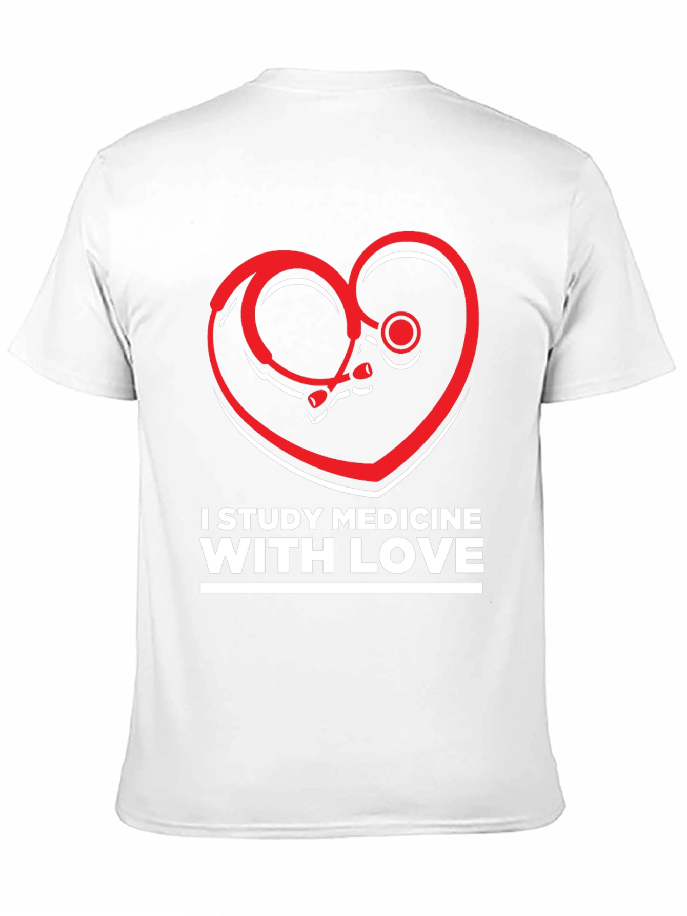 Study Medicine With Love T-Shirt - Heart Stethoscope Design
