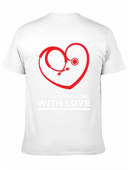 Study Medicine With Love T-Shirt - Heart Stethoscope Design