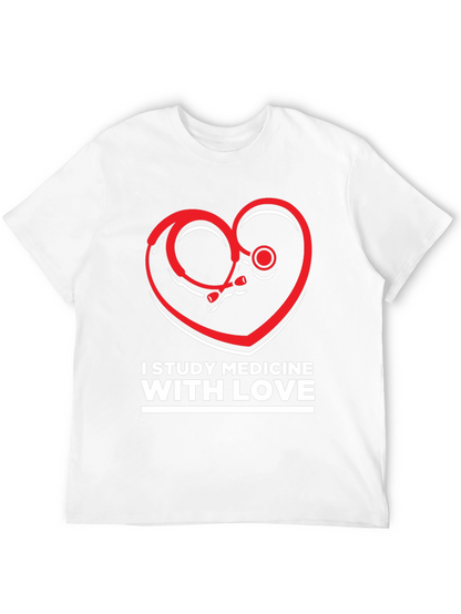 Study Medicine With Love T-Shirt - Heart Stethoscope Design