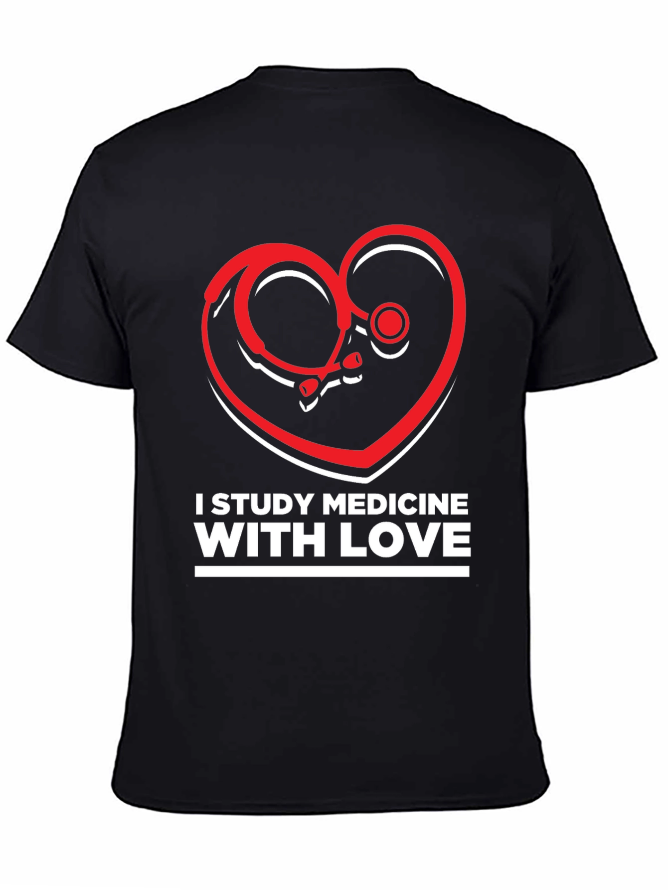 Study Medicine With Love T-Shirt - Heart Stethoscope Design