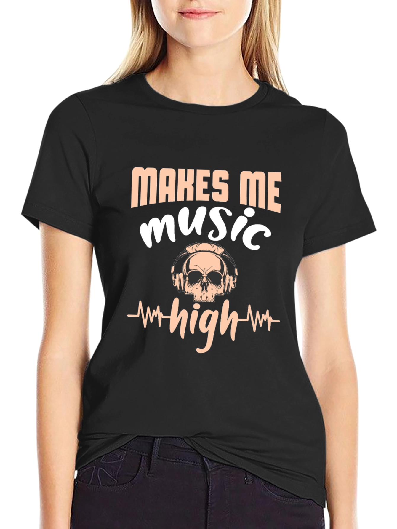 Music Makes Me High Black Graphic Tee