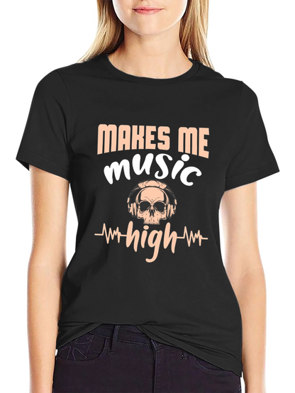 Music Makes Me High Black Graphic Tee