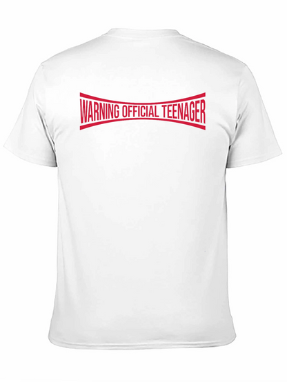 Warning Official Teenager T-Shirt - Black Cotton Tee