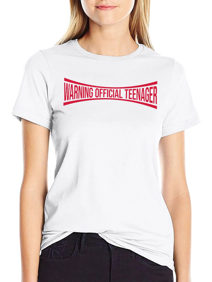 Warning Official Teenager T-Shirt - Black Cotton Tee