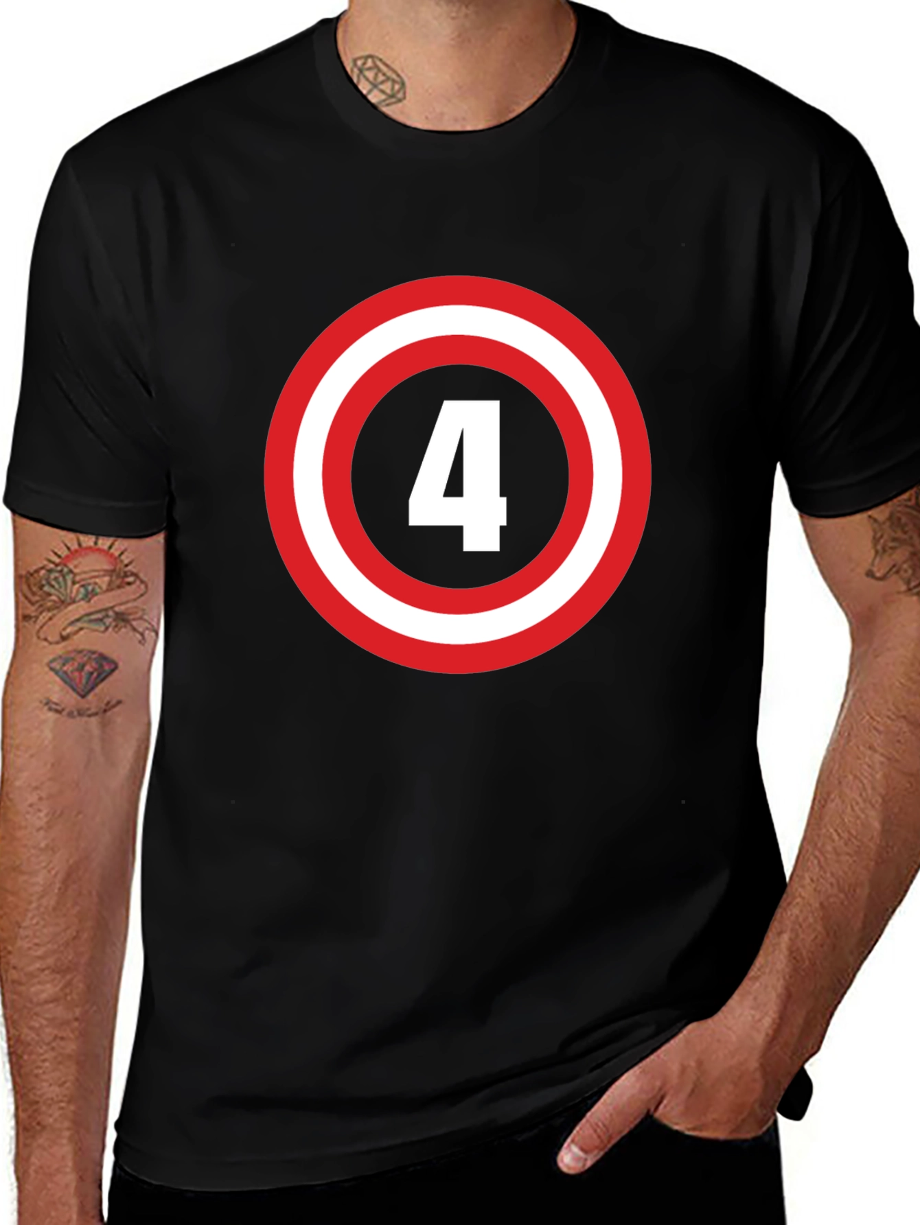 Number 4 Shield Graphic Tee - Black