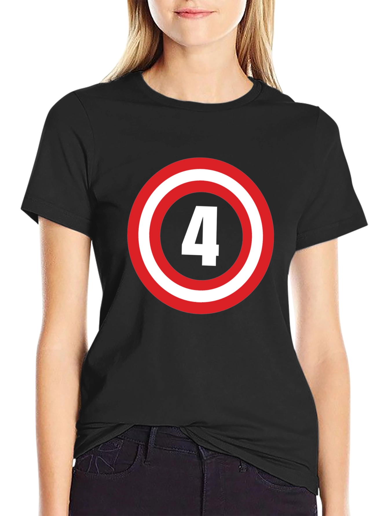 Number 4 Shield Graphic Tee - Black