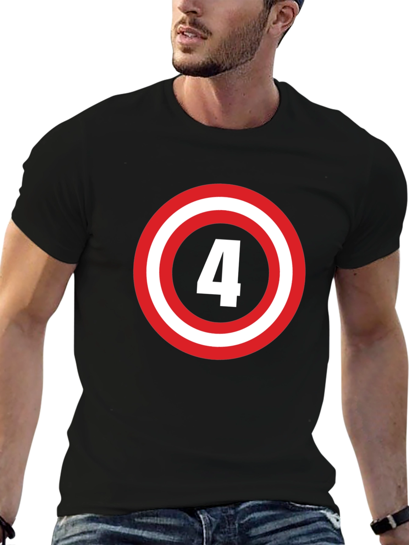 Number 4 Shield Graphic Tee - Black