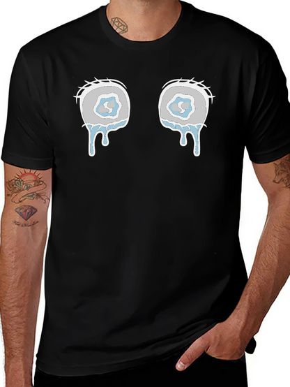 Teary Eyes Graphic Tee - Black Cotton Blend Shirt