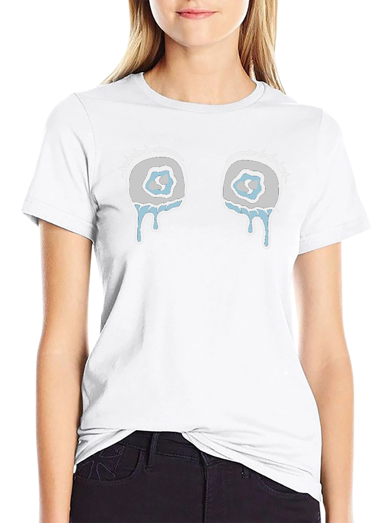 Teary Eyes Graphic Tee - Black Cotton Blend Shirt