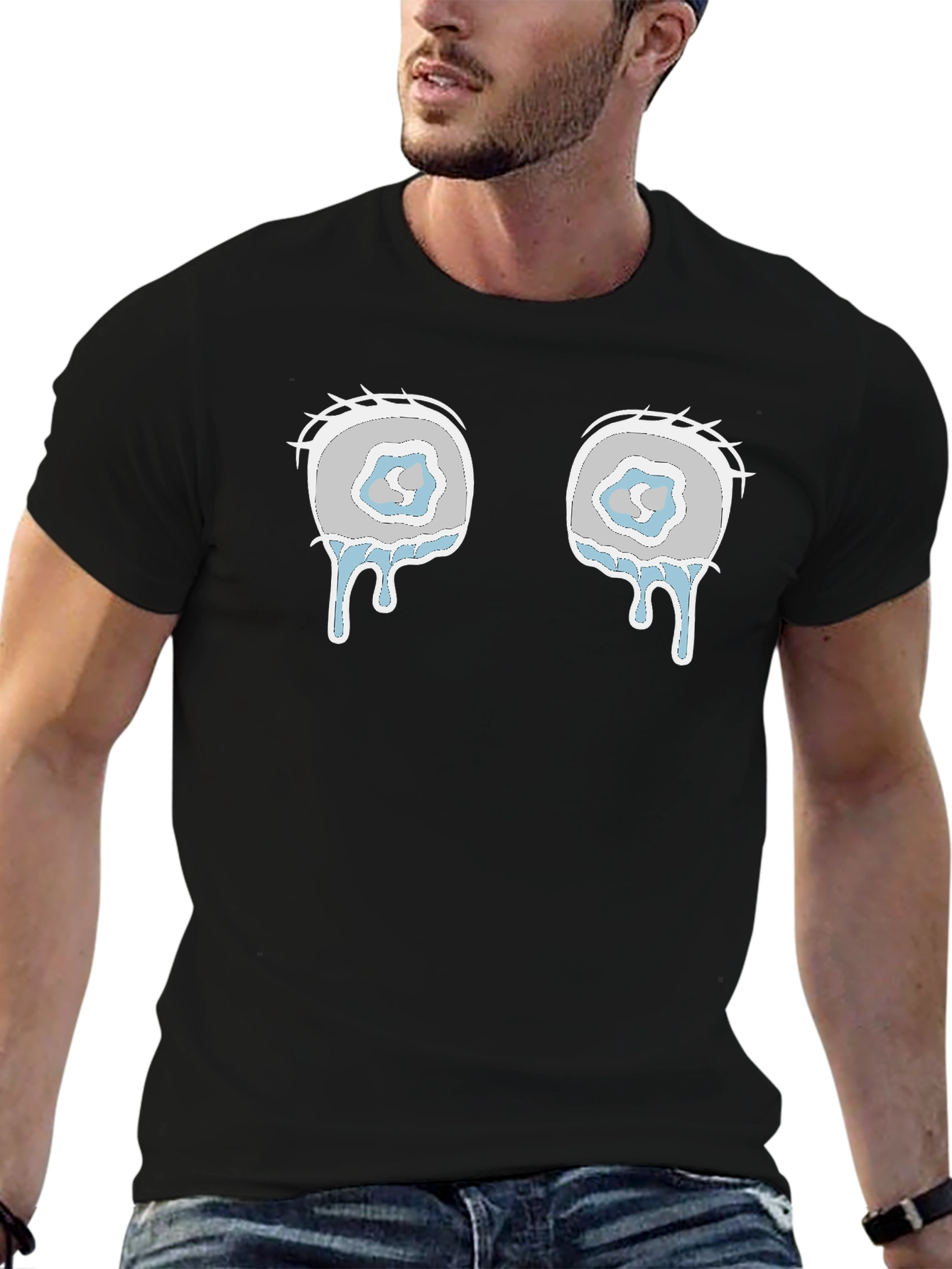 Teary Eyes Graphic Tee - Black Cotton Blend Shirt