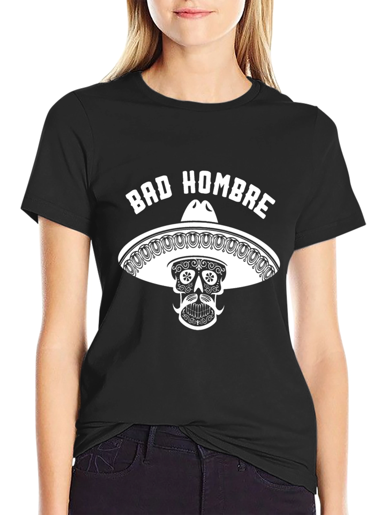 Bad Hombre Graphic Tee - Skull Sombrero T-Shirt