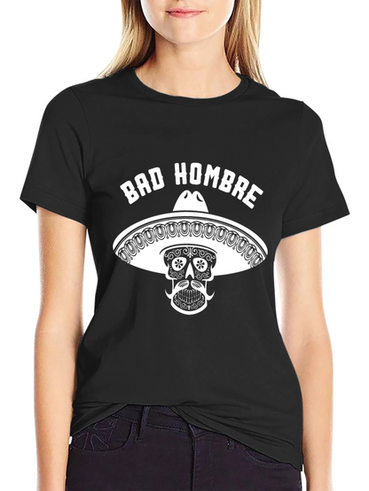 Bad Hombre Graphic Tee - Skull Sombrero T-Shirt