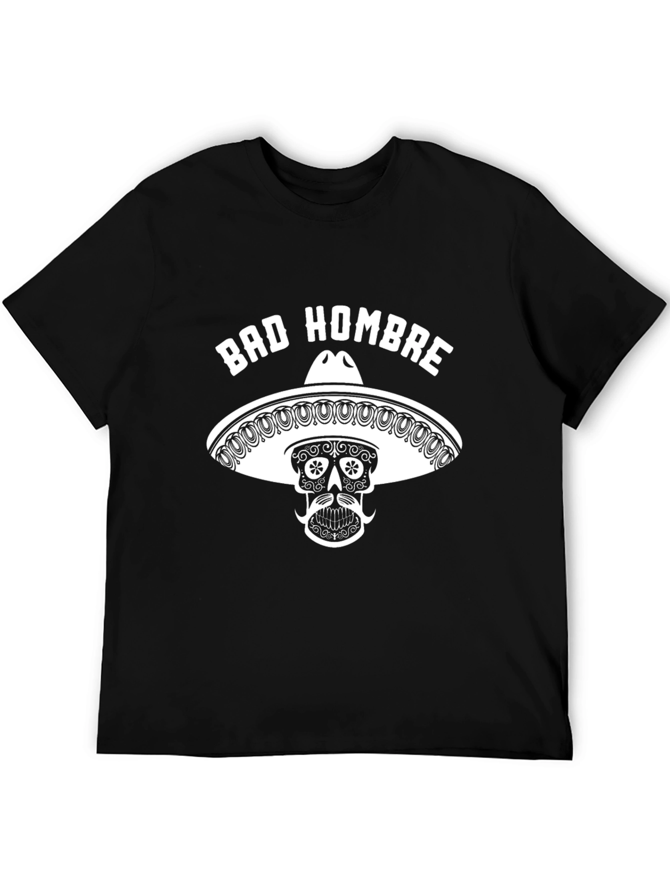 Bad Hombre Graphic Tee - Skull Sombrero T-Shirt
