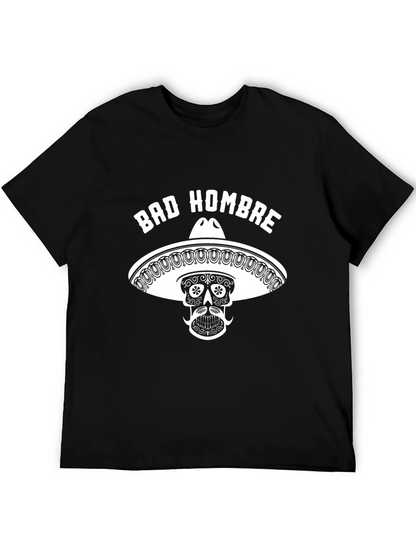 Bad Hombre Graphic Tee - Skull Sombrero T-Shirt