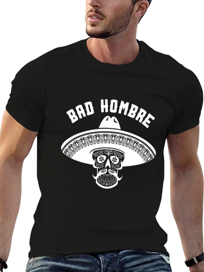 Bad Hombre Graphic Tee - Skull Sombrero T-Shirt