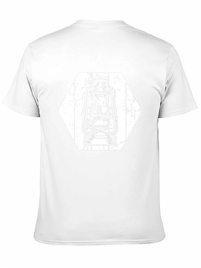 Retro Lantern Graphic Tee - Black Cotton Shirt