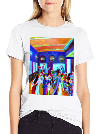 Artistic Party Scene Graphic T-Shirt