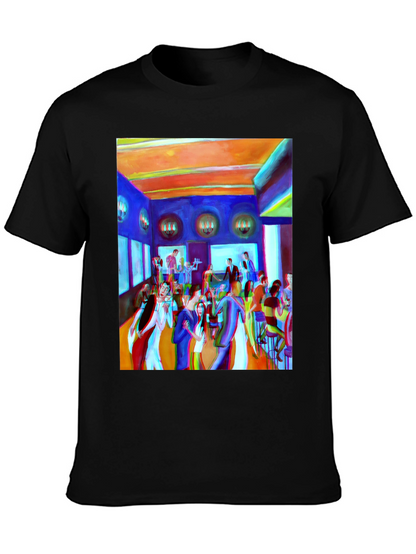 Artistic Party Scene Graphic T-Shirt