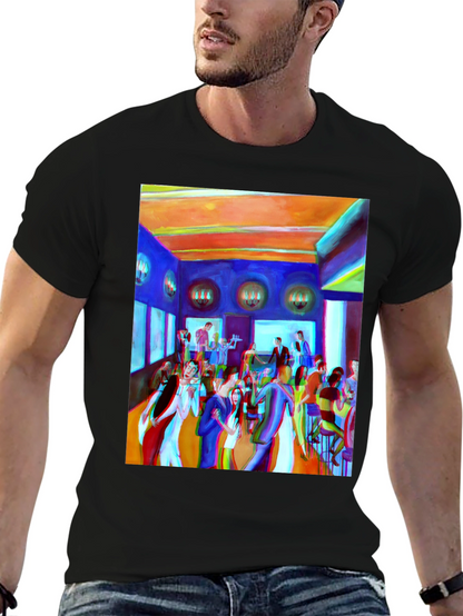 Artistic Party Scene Graphic T-Shirt