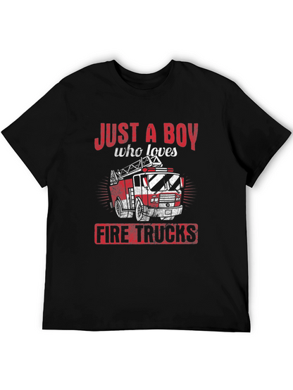 Boy Who Loves Firetrucks T-Shirt