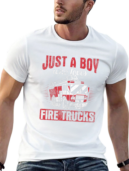 Boy Who Loves Firetrucks T-Shirt