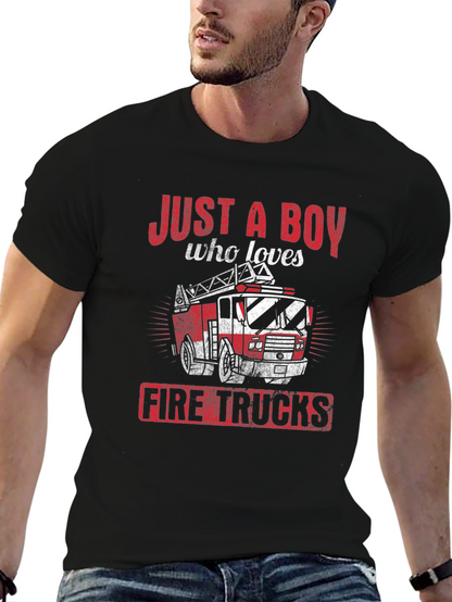 Boy Who Loves Firetrucks T-Shirt