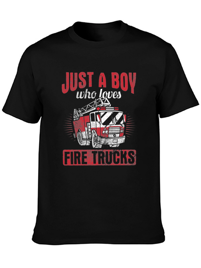 Boy Who Loves Firetrucks T-Shirt