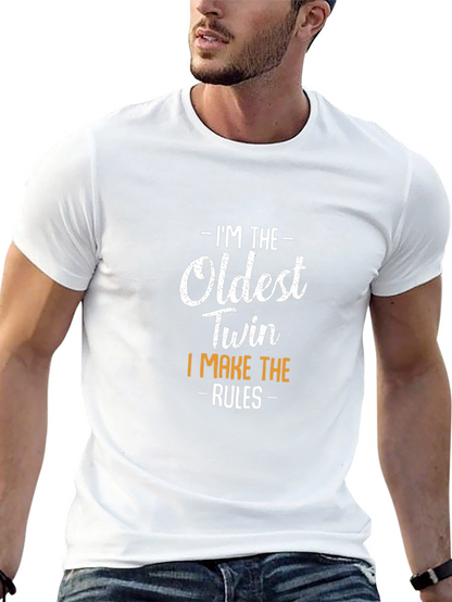 Oldest Twin Rules T-Shirt Funny Sibling Tee