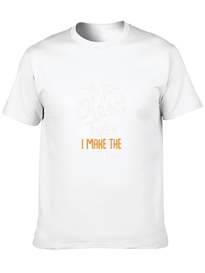 Oldest Twin Rules T-Shirt Funny Sibling Tee