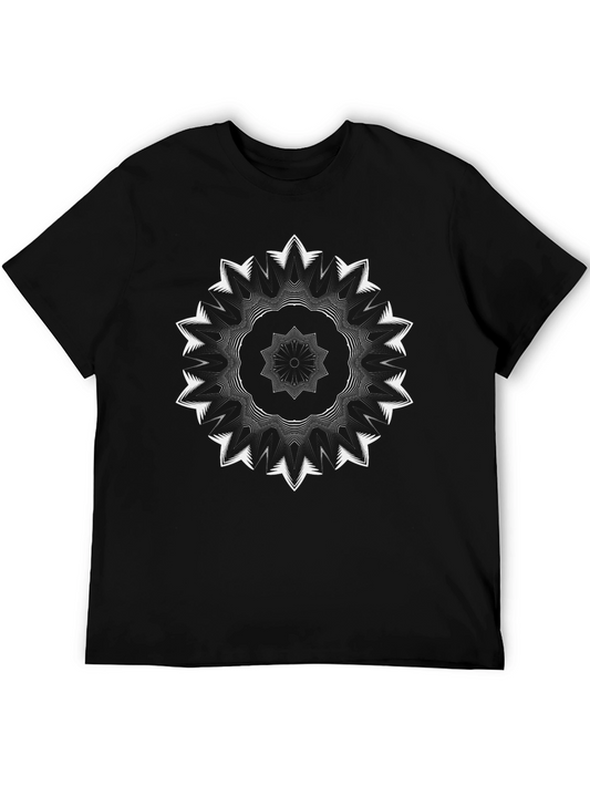 Abstract Mandala Graphic Black T-Shirt