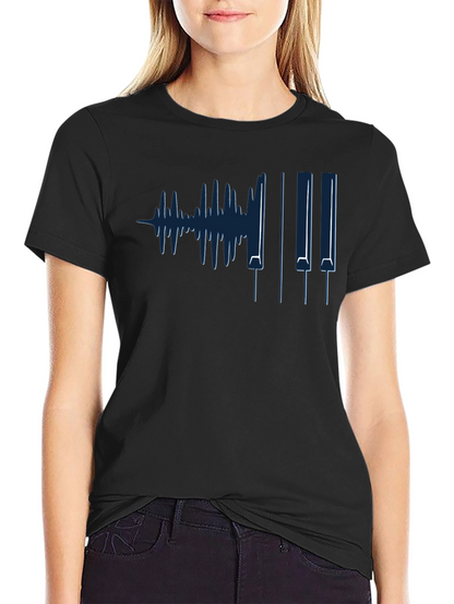 Music Waveform Piano Keys Graphic Tee