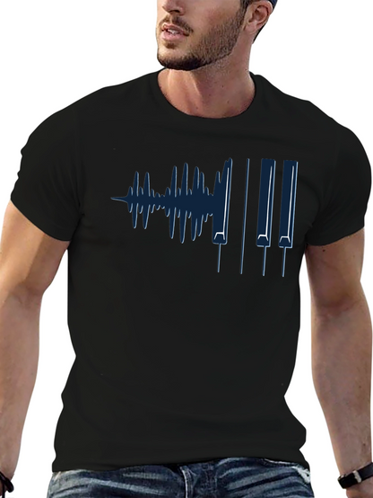 Music Waveform Piano Keys Graphic Tee