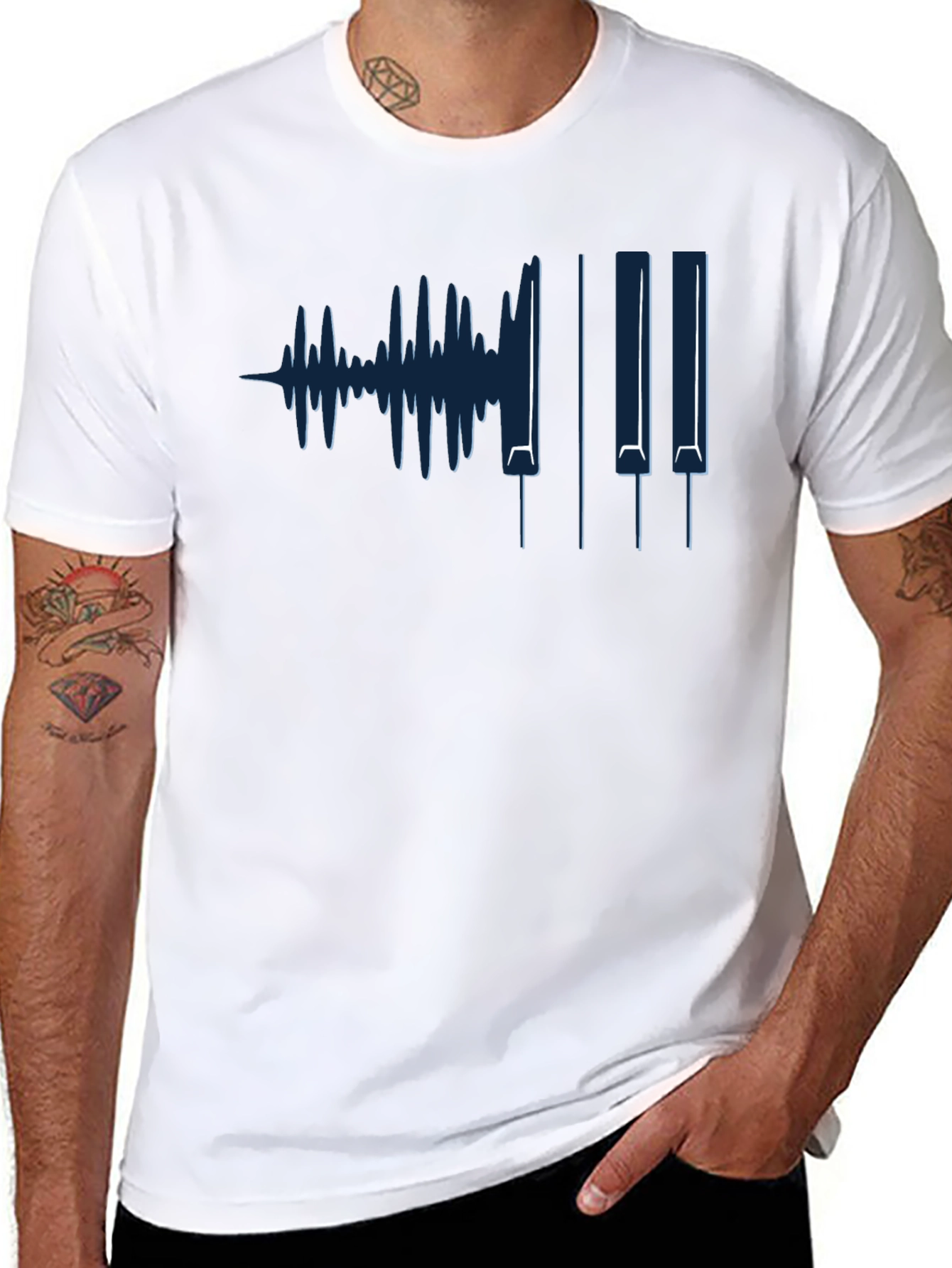 Music Waveform Piano Keys Graphic Tee