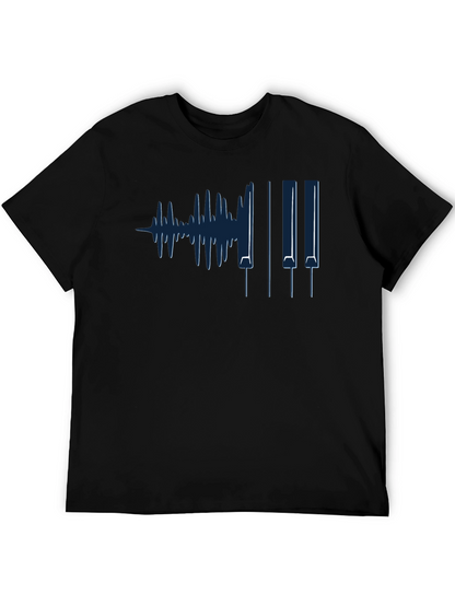 Music Waveform Piano Keys Graphic Tee