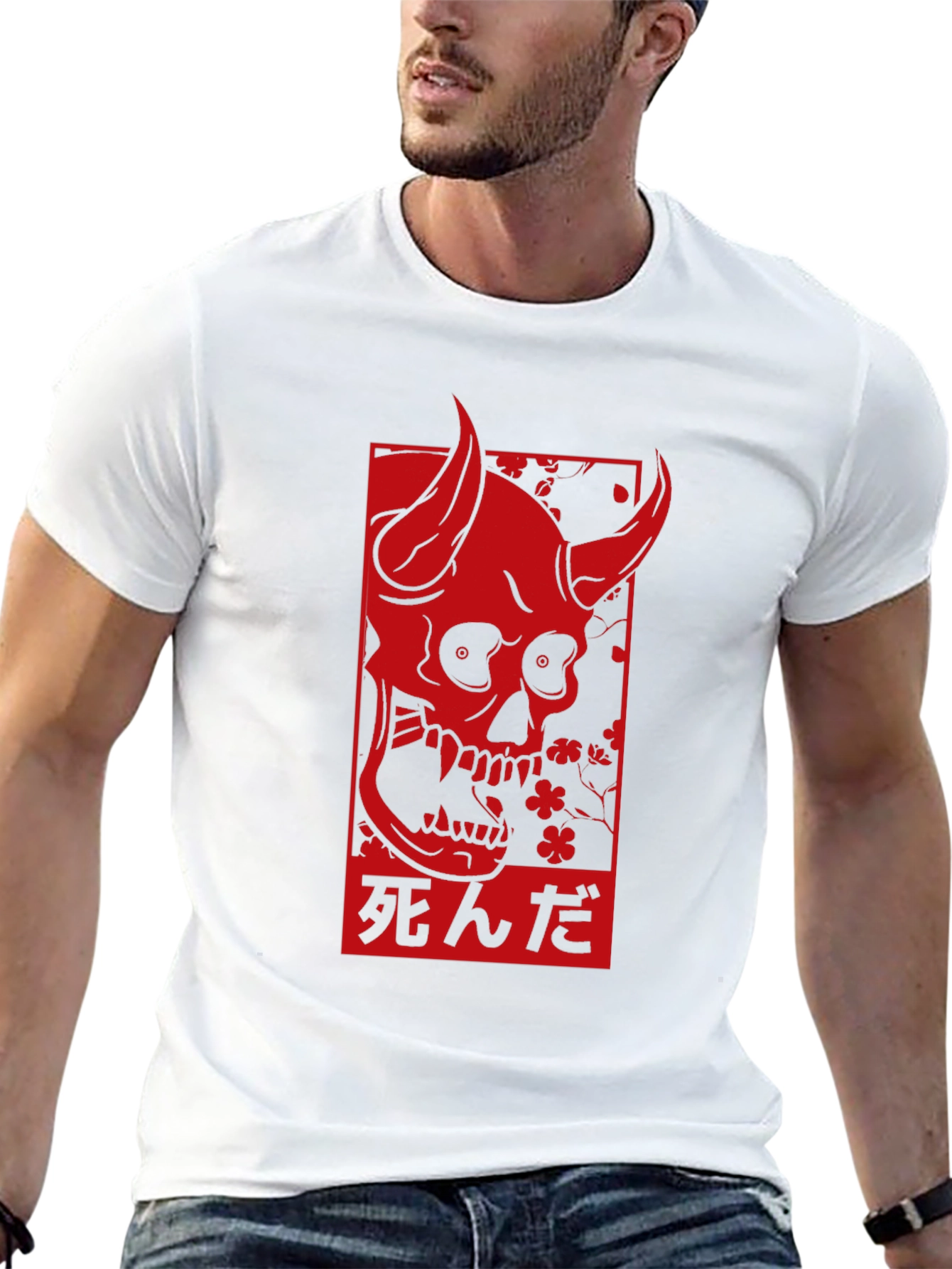 Devil Skull Graphic Print Black T-Shirt