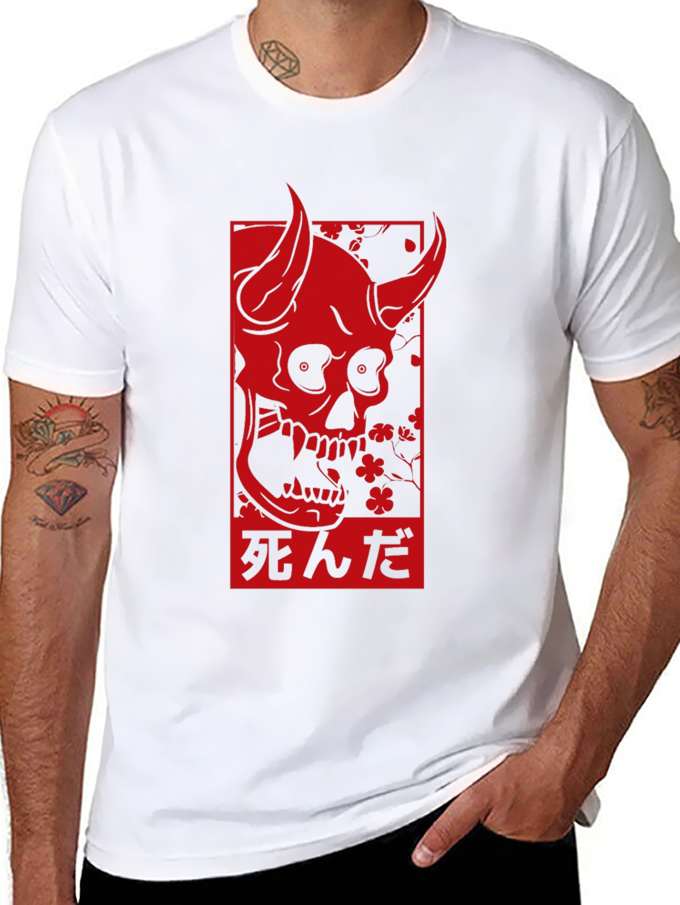 Devil Skull Graphic Print Black T-Shirt