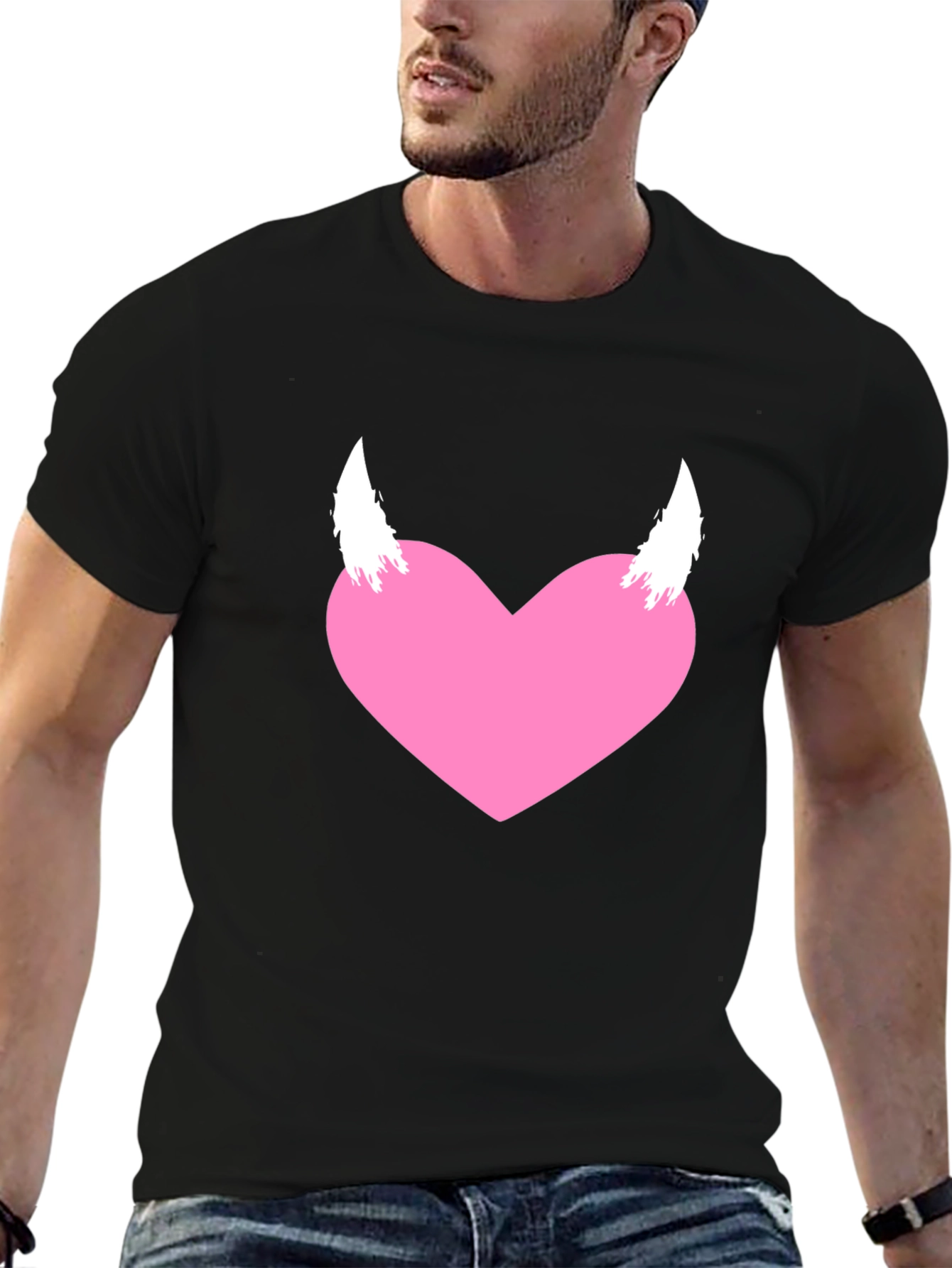 Heart with Horns Graphic Tee - Black