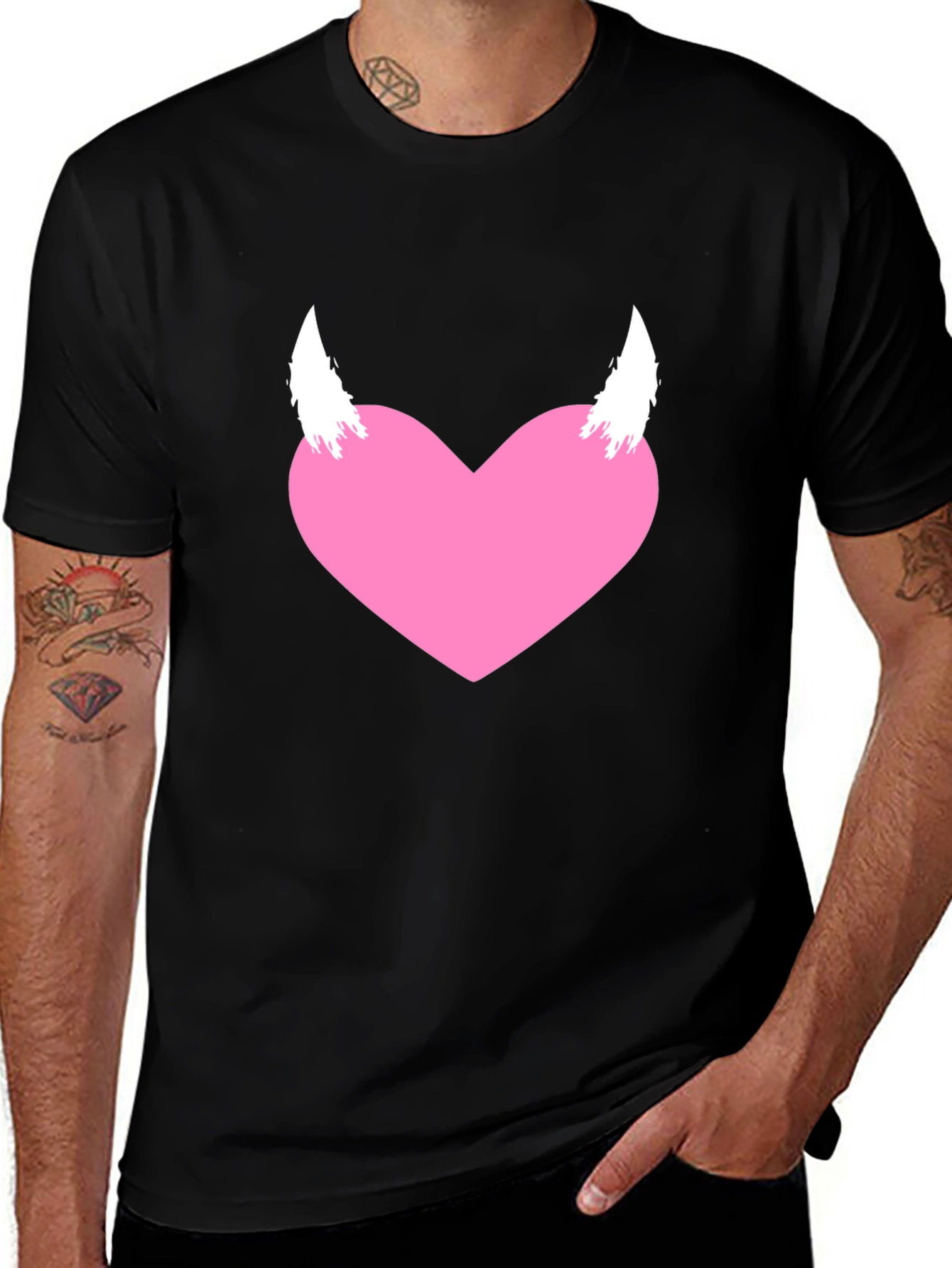 Heart with Horns Graphic Tee - Black