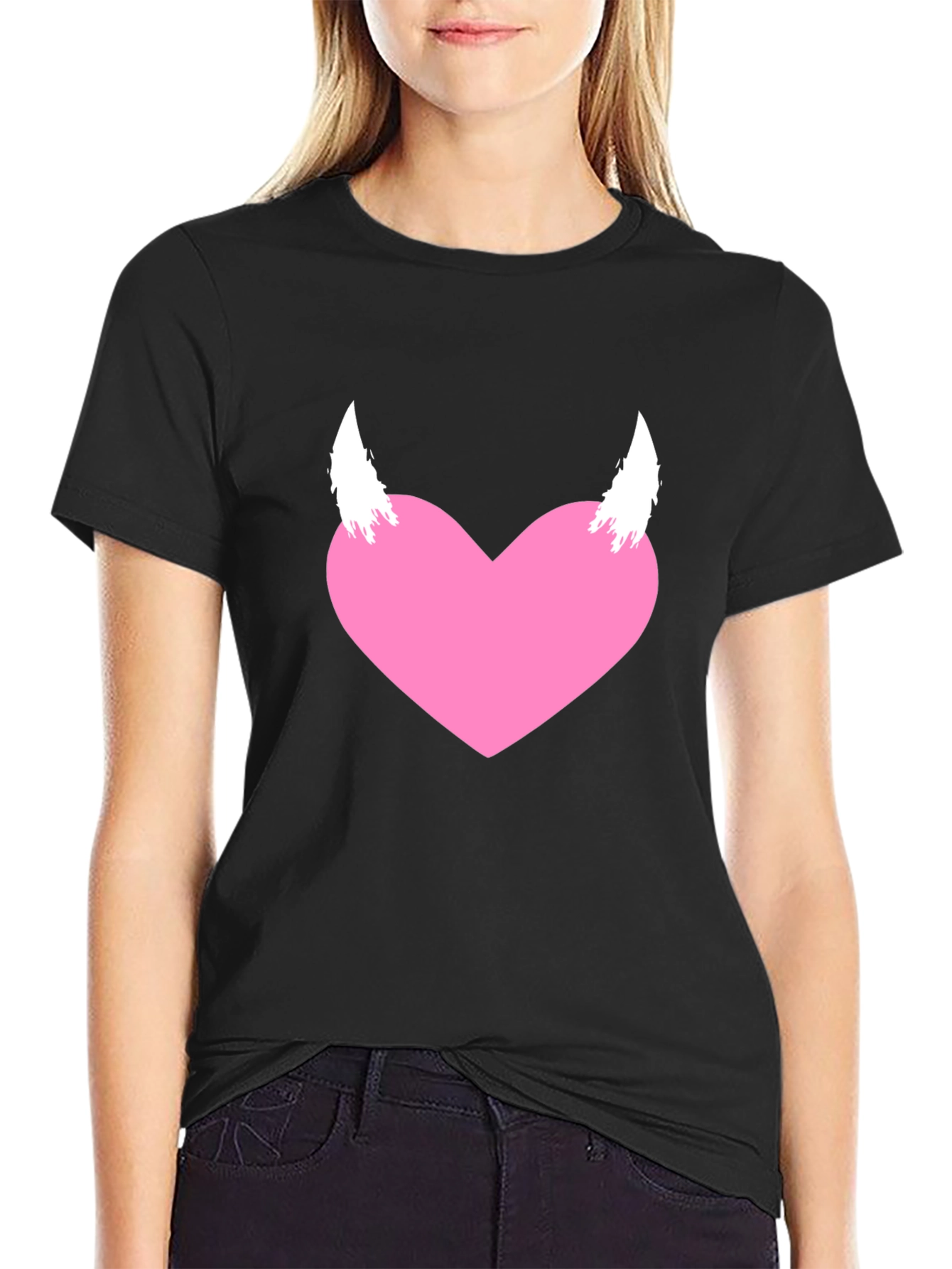 Heart with Horns Graphic Tee - Black