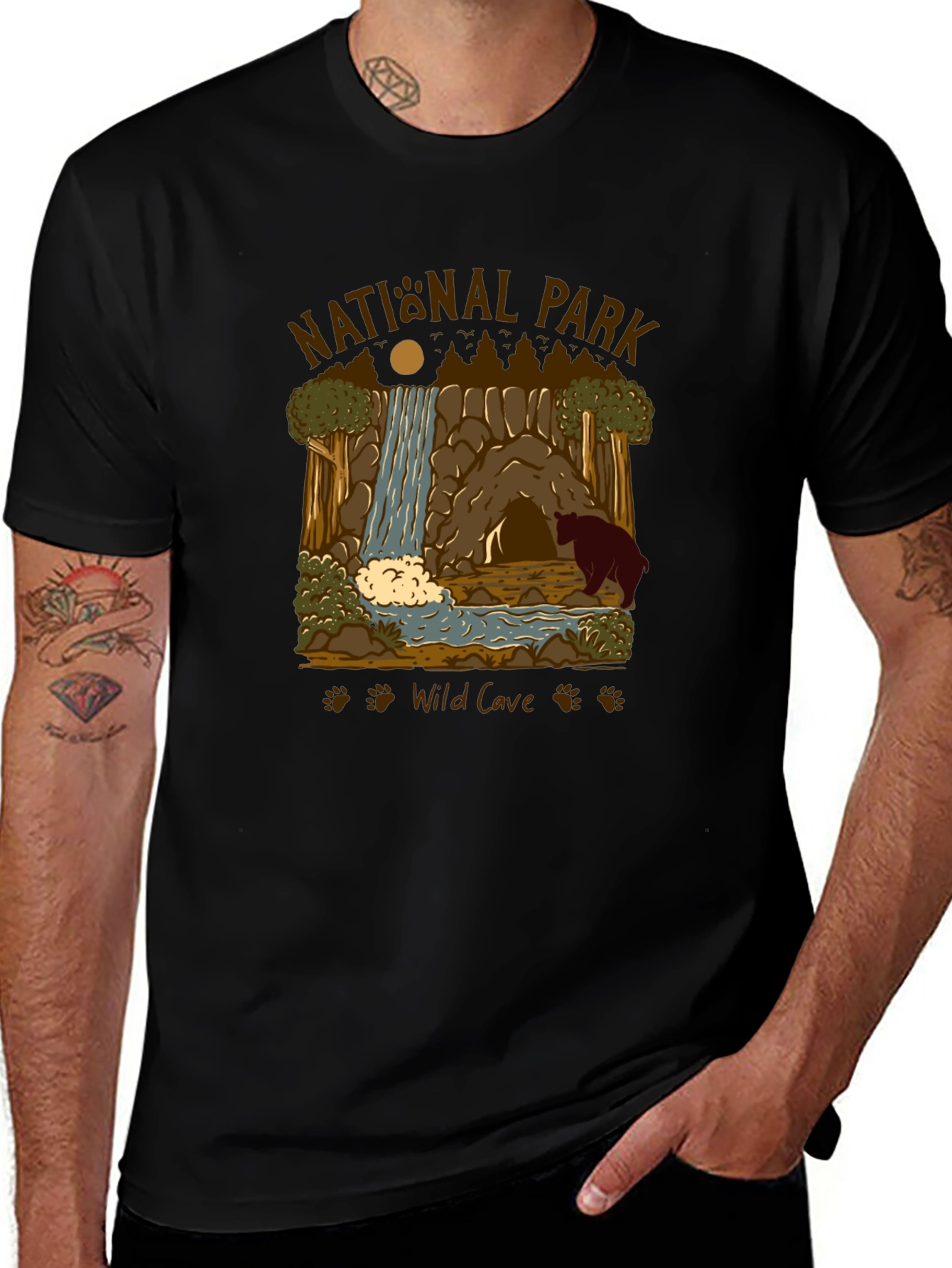 National Park Wild Cave Black T-Shirt