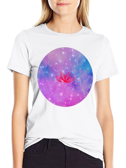 Galaxy Lotus Flower Graphic Tee - Black