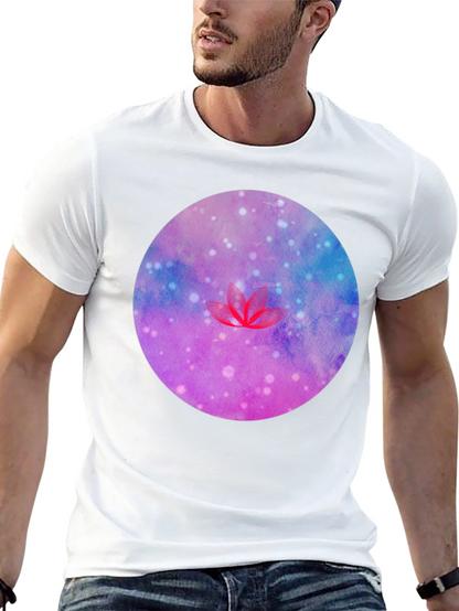 Galaxy Lotus Flower Graphic Tee - Black