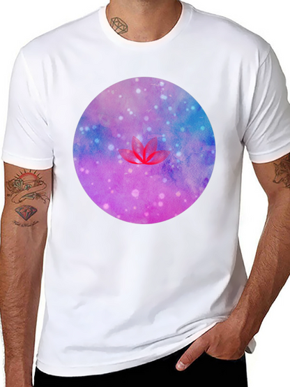 Galaxy Lotus Flower Graphic Tee - Black