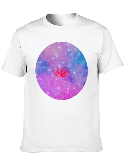 Galaxy Lotus Flower Graphic Tee - Black