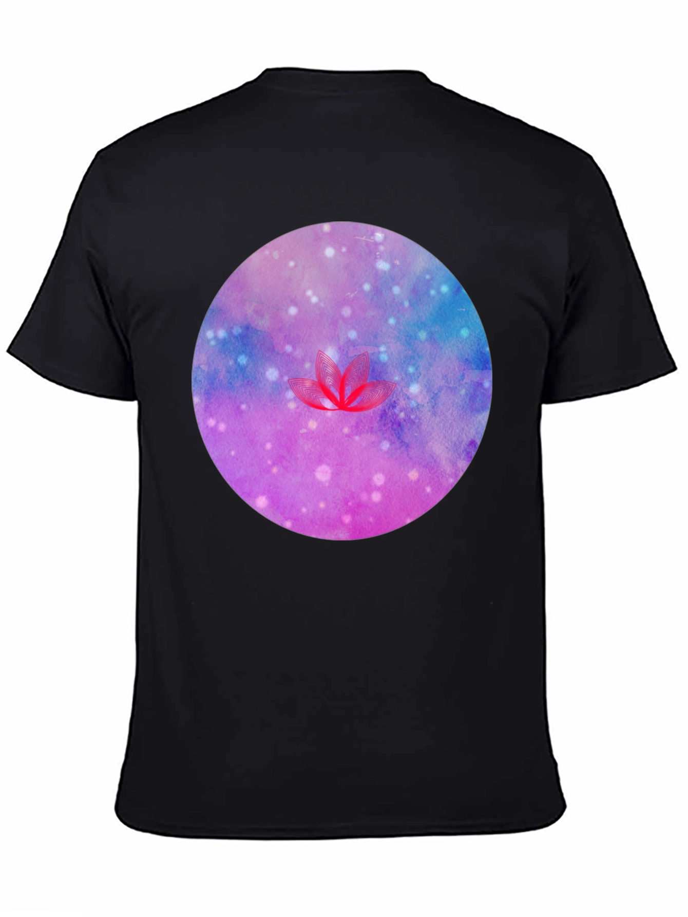 Galaxy Lotus Flower Graphic Tee - Black